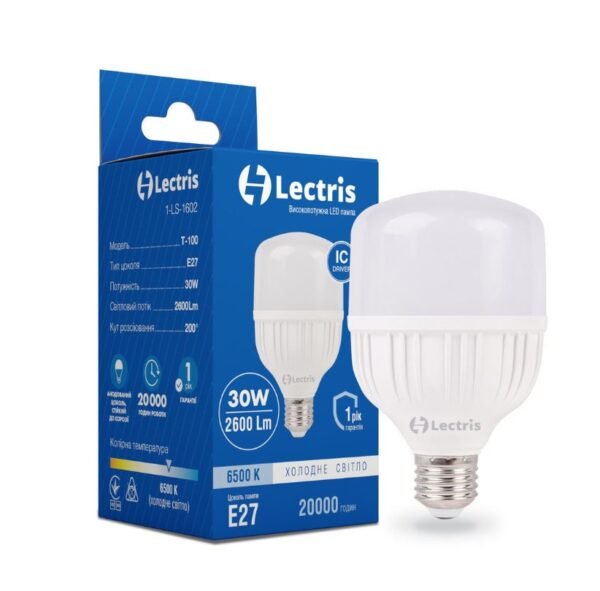 Лампа LED Lectris T100 30W 6500K 220V E27
