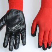 Рукавички робочі Вампір, червоний стрейч з чорним гумовим покриттям -10 р.