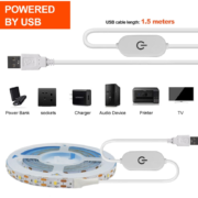 Біла світлодіодна стрічка LED (5 м) usb