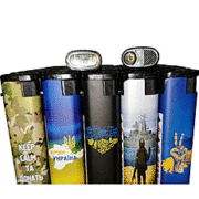 Запальничка п'єза газова кишенькова турбо з патріотичною символікою