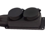 Колодка 2 гнізда з/з, 16А, каучук, (IP44), чорна, MARSO